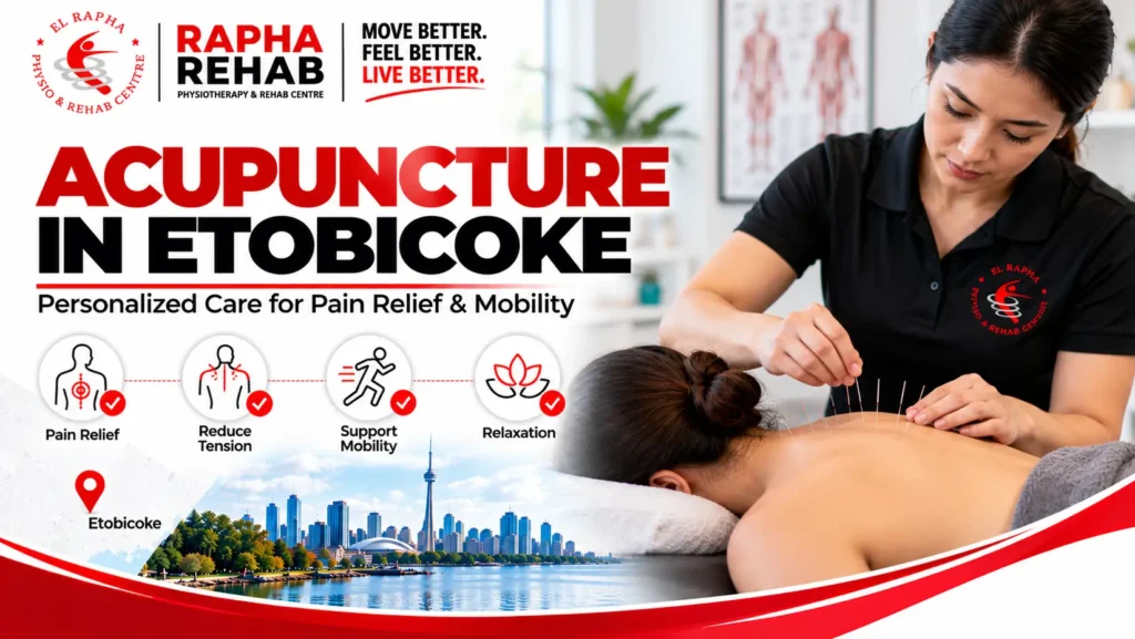 Acupuncture treatment in Etobicoke at Rapha Rehab for pain management and wellness