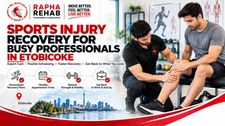 Sports injury rehabilitation in Etobicoke for busy professionals at Rapha Rehab