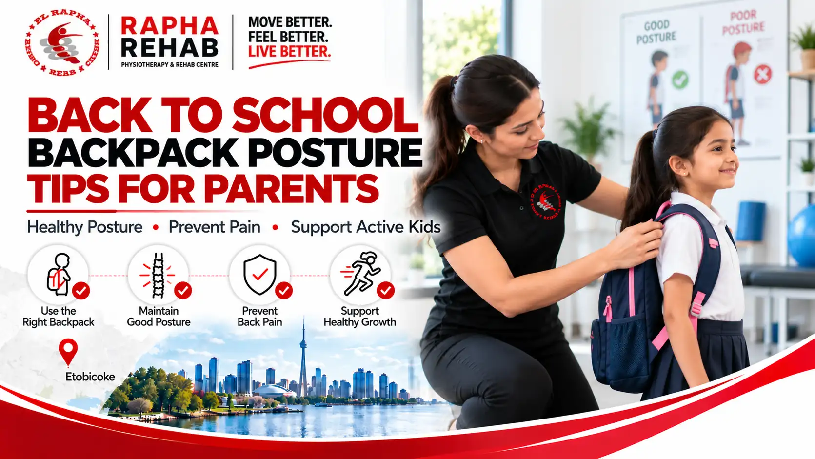 Back to school backpack posture tips at Rapha Rehab