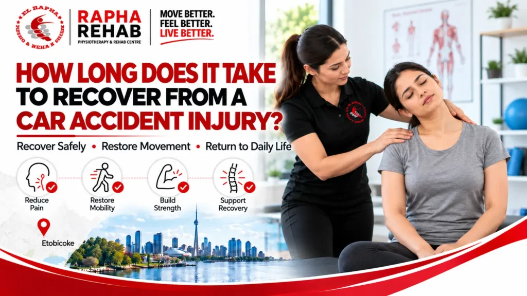 Physiotherapist guiding a patient during car accident injury recovery