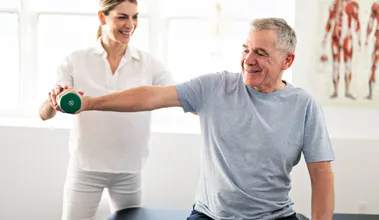 Senior Couple Staying Active Near The Queensway