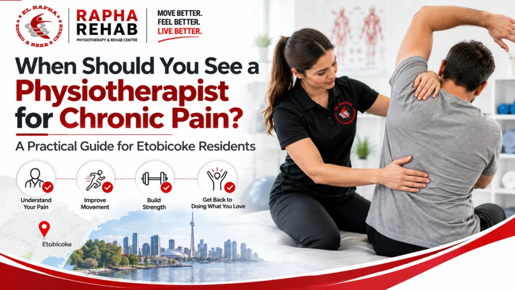 Physiotherapist assessing chronic back pain in Etobicoke